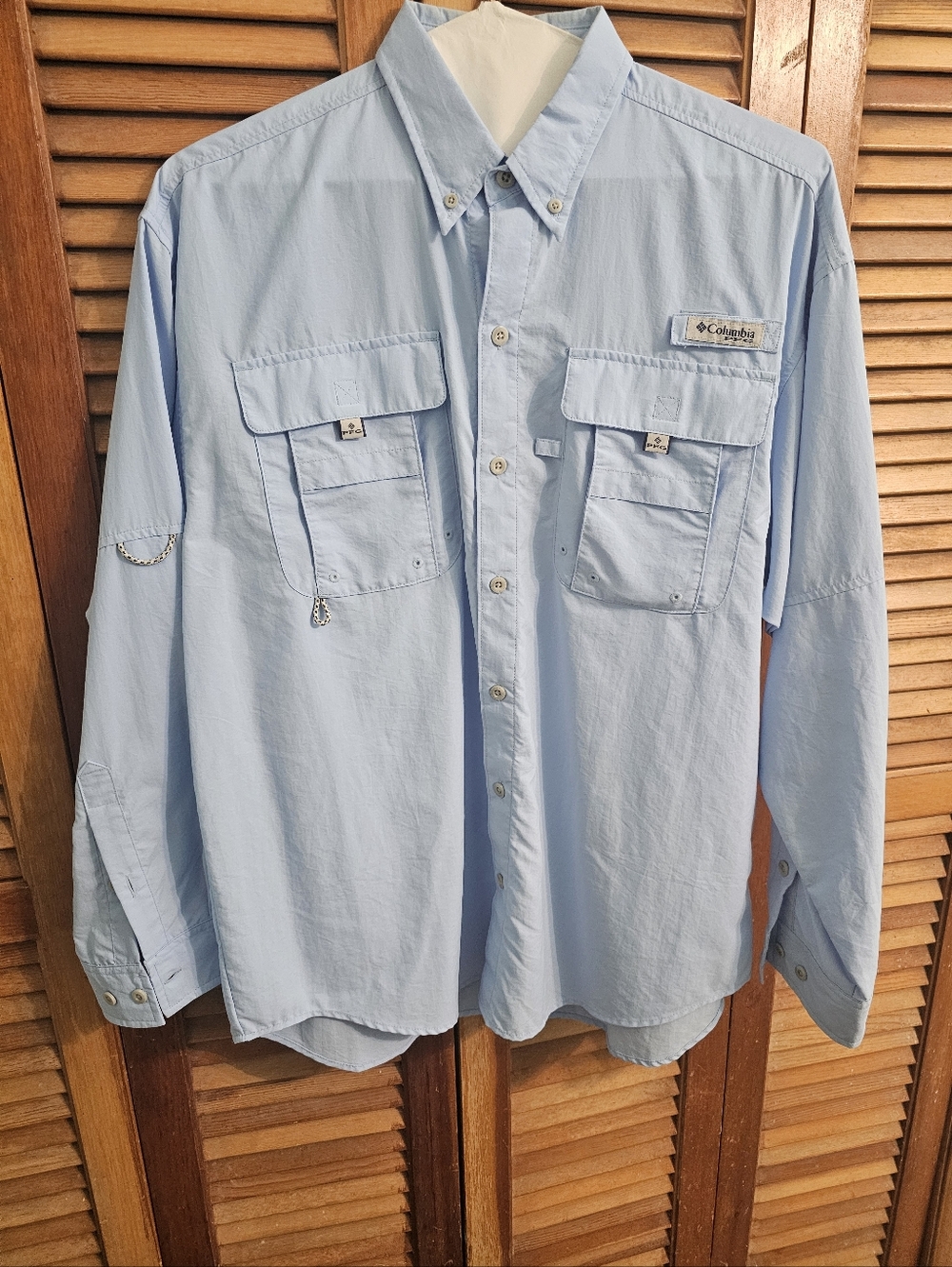 Columbia PFG Bahama II Omni-Shade Long Sleeve Fishing Shirt – Men’s Medium Blue